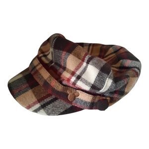 Disney Parks Brown Plaid Newsboy Cap